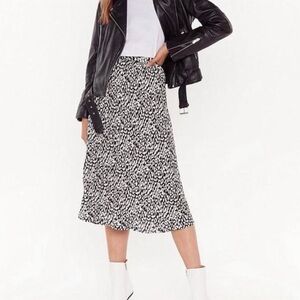 Nasty Gal Black and White Dot Asymmetrical Midi Skirt